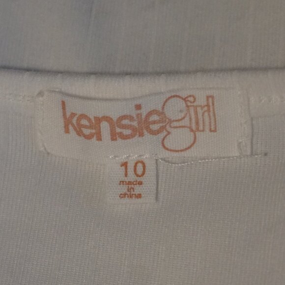 Kensie Girl White Square Neck Ribbed Tie Side Tee Girl’s Size 10 - Picture 4 of 6